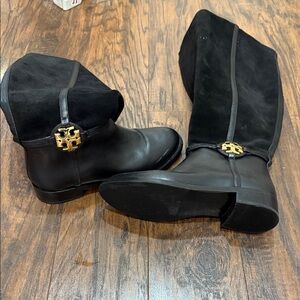 Tory Sport Black Boots with Gold Accents